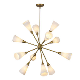 Cosmo 39-in Brushed Gold/Glossy Ribbed Opal Glass Socket Chandelier (7713|CH462039BGGR)
