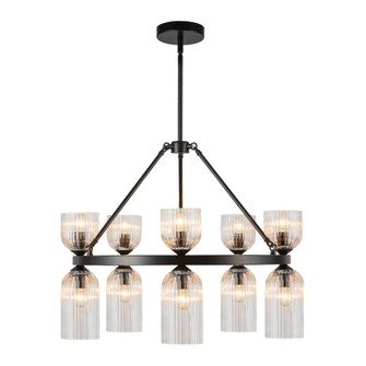 Nelly 26-in Matte Black/Clear Ribbed Glass Socket Chandelier (7713|CH442626MBCR)