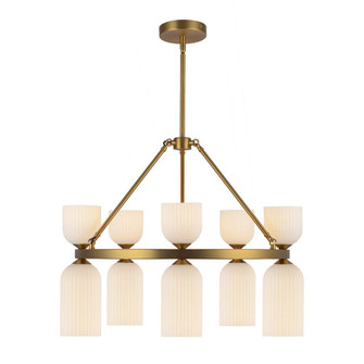 Nelly 26-in Brushed Gold/Glossy Ribbed Opal Glass Socket Chandelier (7713|CH442626BGGR)