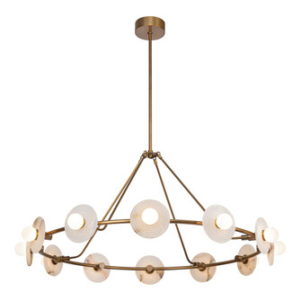 Dahlia 46-in Vintage Brass Dimmable LED Chandelier with Alabaster Plates and Opal Glass Shades (7713|CH346046VBAR-UNV)