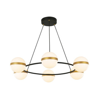 Tagliato 36-in Matte Black/Brushed Gold Dimmable LED Chandelier (7713|CH302006MBBG-UNV)