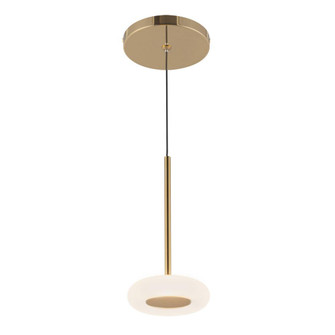 Stephord 4-in Metallic Brass/Frosted Glass Dimmable LED Pendant (461|PD97204-MRB/FR)