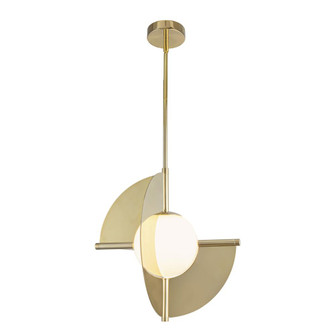 Scorpio 16-in Metallic Brass/Opal Glass LED Pendant (461|PD65116-MRB/OP-UNV)