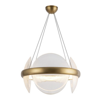 Taurus 22-in Vintage Brass/Clear Ribbed Glass Dimmable LED Chandelier (461|CH13922-VBCR-UNV)