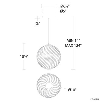 SWIRLY 11IN MINI PENDANT 4CCT 3500K (3612|PD-32511-35-SM/BN)