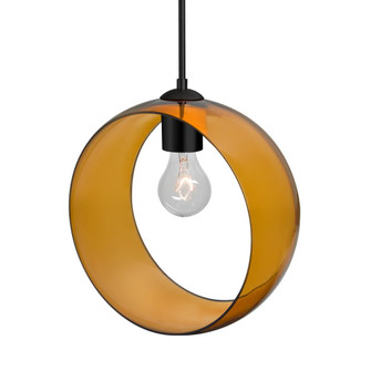 Besa, Plato Cord Pendant For Multiport Canopies, Amber, Black Finish, 1x60W Medium Base (127|J-PLATOAM-BK-NI)