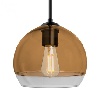 Besa, Ally 8 Cord Pendant For Multiport Canopy, Amber/Clear, Black Finish, 1x5W LED Filament (127|J-ALLY8AM-EDIL-BK)