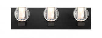 Besa, Boca Vanity, Clear Bubble, Black Finish, 3x3W LED (127|3WF-BOCABB-LED-BK)