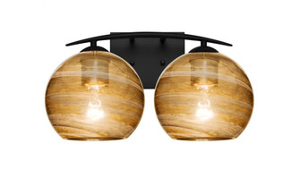 Besa, Jilly Vanity, Vapor Amber, Black Finish, 2x5W LED Filament (127|2WC-JILLYAM-EDIL-BK)