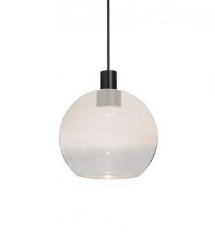 Besa Newton 6 Pendant, Milky White/Clear, Black Finish, 1x3W LED (127|1XT-NEWTON6WC-LED-BK)