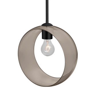 Besa, Plato Stem Pendant, Smoke, Black Finish, 1x60W Medium Base (127|1TT-PLATOSM-BK-NI)