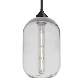 Besa, Omega 12 Stem Pendant, Clear, Black Finish, 1x5W LED Filament (127|1TT-OMEGA12CL-EDIL-BK)