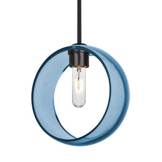 Besa Mana Pendant, Blue, Black Finish, 1x60W Medium Base (127|1TT-MANABL-BK-NI)