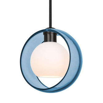 Besa Mana Pendant, Blue/Opal, Black Finish, 1x60W Medium Base (127|1TT-MANABL-BK)