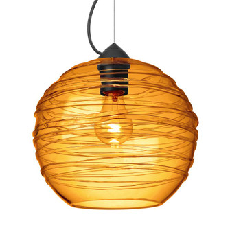 Besa Wave 10 Pendant Black Amber 1x8W LED Filament (127|1KX-462782-EDIL-BK)