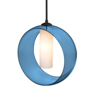 Besa, Plato Cord Pendant, Blue/Opal, Black Finish, 1x60W Medium Base (127|1JC-PLATOBL-BK)