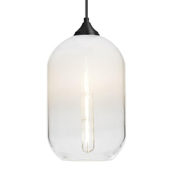 Besa, Omega 12 Cord Pendant, White/Clear, Black Finish, 1x5W LED Filament (127|1JC-OMEGA12WH-EDIL-BK)