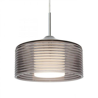Besa Belu Pendant, Smoke Shade, Satin Nickel Finish, 1x5W LED (127|1JC-BELUSM-LED-SN)