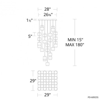 BANDED 25LGHT SQUARE MULTI 4CCT 27/30/35 (16|PD-68925S-BK)