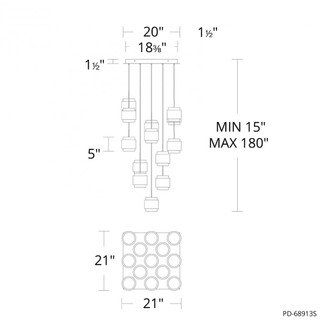 BANDED 13LGHT SQUARE MULTI 4CCT 27/30/35 (16|PD-68913S-AB)