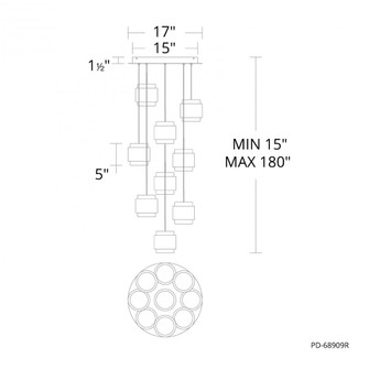 Banded Chandelier Light (16|PD-68909R-BK)