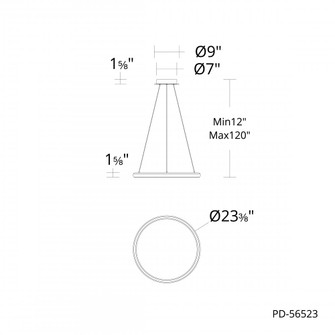 HUXLEY 23IN PENDANT 4CCT 3500K (16|PD-56523-35-BC)