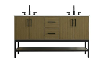 60 inch Double Bathroom Vanity in Chestnut Brown (758|VF60760DMCB)