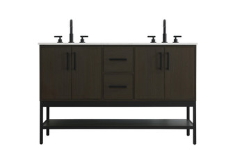 54 inch Double Bathroom Vanity in Mocha Brown (758|VF60754DMMB)