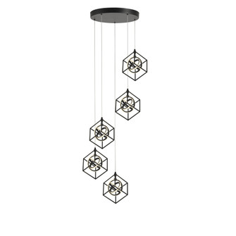 Tulip Collection Integrated LED 5-Light Pendant, Matte Black (12|AC1013)