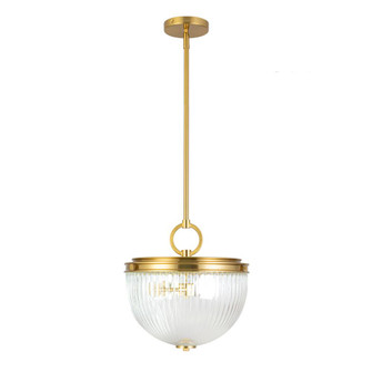 Myla 2 Light Pendant, Vintage Brass with Ribbed Glass Glassware (12|AC12025BR)