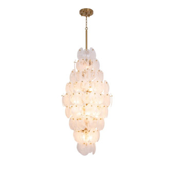 Lily 15 Light Chandelier, Brushed Brass with Wispy White Murano Style Glass (12|AC12219BR)