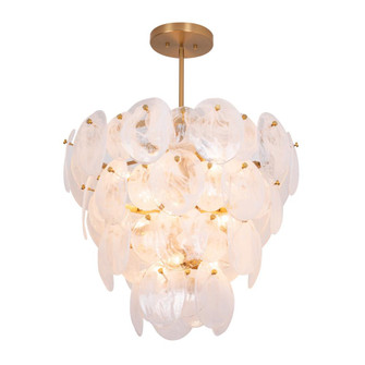 Lily 13 Light Chandelier, Brushed Brass with Wispy White Murano Style Glass (12|AC12212BR)