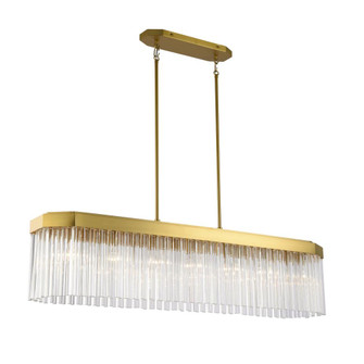 Emma 7 Light Island Light, Brushed Brass with Glass Rods (12|AC12064BR)