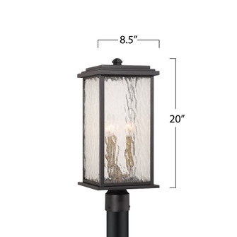 Estate 3 Light Outdoor Post Light, Black, Brass with Rain Glassware (12|AC9273BK)