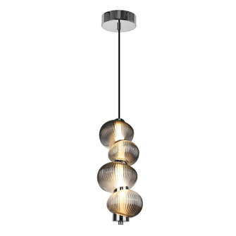 Ariel Integrated LED Pendant 17.8'', Chrome with Ribbed Smoke Ombre Glassware (12|AC7801CH)