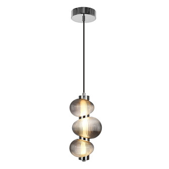 Ariel Integrated LED Pendant 13.5'', Chrome with Ribbed Smoke Ombre Glassware (12|AC7800CH)