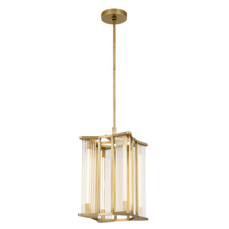 Sabre 11-in Ribbed Glass/Vintage Brass Dimmable LED Pendant (7713|PD339415VBCR-UNV)