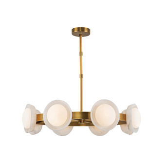 Alonso 37-in Vintage Brass Dimmable LED Chandelier with Alabaster Plates and Opal Glass Shades (7713|CH320837VBAR-UNV)