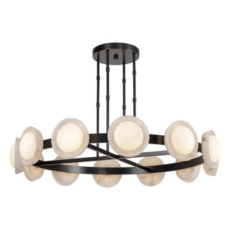 Alonso 50-in Urban Bronze Dimmable LED Chandelier with Alabaster Plates and Opal Glass Shades (7713|CH320050UBAR-UNV)