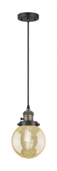 Beacon - 1 Light - 6 inch - Black Antique Brass - Cord hung - Mini Pendant (3442|201CSW-BAB-G208-6)