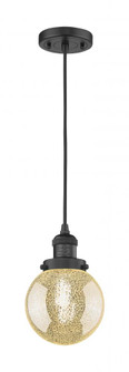 Beacon - 1 Light - 6 inch - Matte Black - Cord hung - Mini Pendant (3442|201C-BK-G208-6)