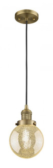 Beacon - 1 Light - 6 inch - Brushed Brass - Cord hung - Mini Pendant (3442|201C-BB-G208-6)