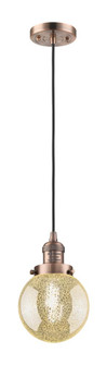 Beacon - 1 Light - 6 inch - Antique Copper - Cord hung - Mini Pendant (3442|201C-AC-G208-6)