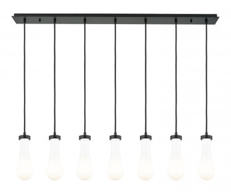 Owego - 7 Light - 49 inch - Brushed Matte Black - Linear Pendant (3442|127-451-1P-BK-G451-4GWH)