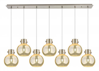 Newton Sphere - 7 Light - 52 inch - Brushed Satin Nickel - Cord hung - Linear Pendant (3442|127-410-1PS-SN-G410-8ME)