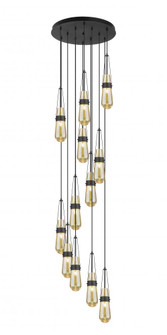 Milan - 12 Light - 24 inch - Matte Black - Multi Pendant (3442|126-452-1P-BK-G452-4ME)