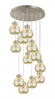 Newton Sphere - 12 Light - 27 inch - Brushed Satin Nickel - Cord hung - Multi Pendant (3442|126-410-1PS-SN-G410-8ME)
