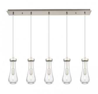 Owego - 5 Light - 37 inch - Brushed Satin Nickel - Linear Pendant (3442|125-451-1P-SN-G451-4SDY)