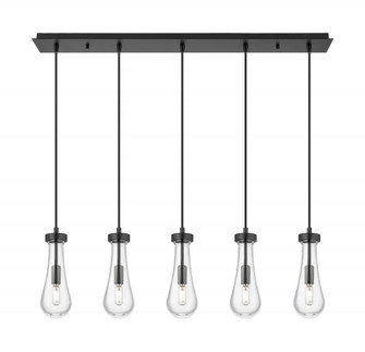Owego - 5 Light - 37 inch - Matte Black - Linear Pendant (3442|125-451-1P-BK-G451-4CL)