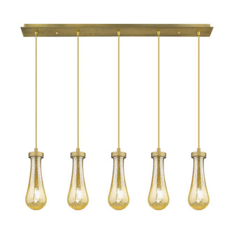Owego - 5 Light - 37 inch - Brushed Brushed Brass - Linear Pendant (3442|125-451-1P-BB-G451-4ME)
